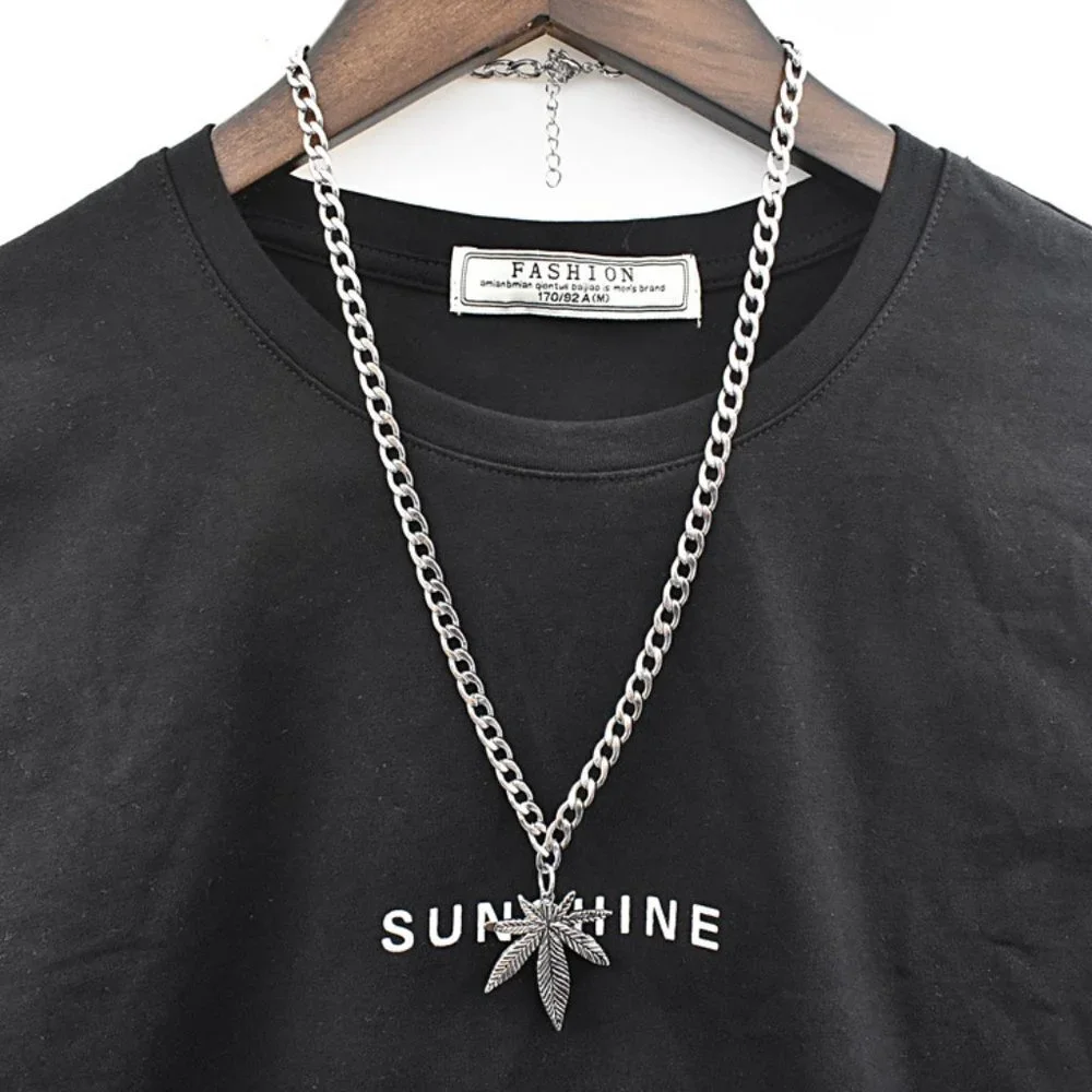 ❤️Hip Hop Leaf Chain Pendant Necklace for women/men, N90201P141